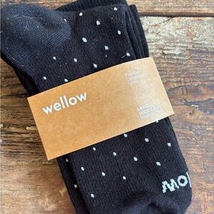 Wellow Black Dot Premium Compression Dress Socks - Large Wide Calf